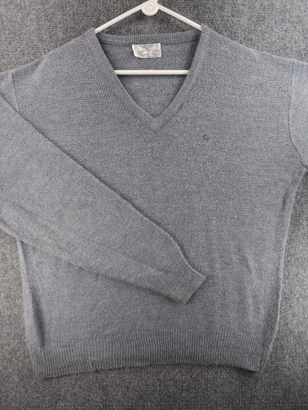 Christian Dior V-neck Sweater Blue XL Acrylic Super Soft Embroidered Logo Men